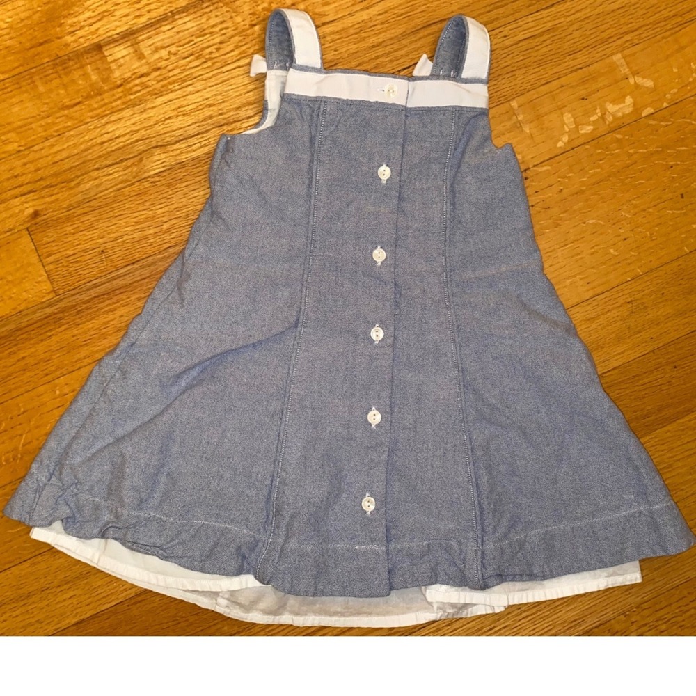 Janie and Jack Jumper Dress Toddler Girls 12-18M Blue Excellent Bow Pintuck - Picture 3 of 4